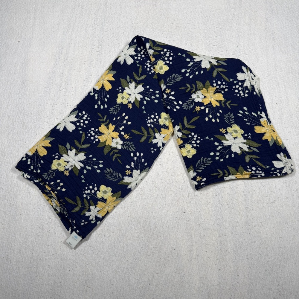 Cloud Island Navy Blue Floral Cotton Muslin Swaddle Blanket 47x47 030020432